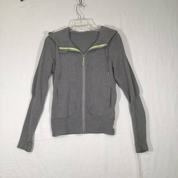 Lululemon Fun Time Hooded Jacket Gray with Neon Trim  Size 4 - Picture 1 of 14